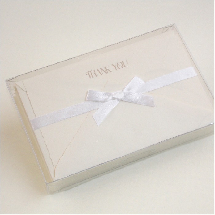 Flat Deckled Edge Thank You Cards and Lined Envelopes, Cream - CDP 001T