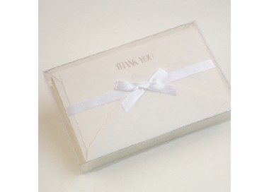 Flat Deckled Edge Thank You Cards and Lined Envelopes, Cream - CDP 001T