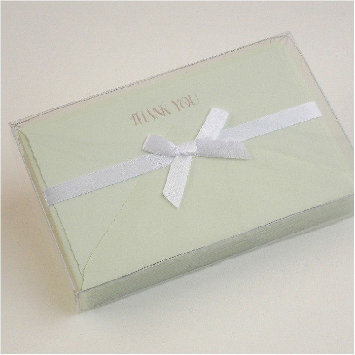 Flat Deckled Edge Thank You Cards and Lined Envelopes, Pistachio - CDP 004T