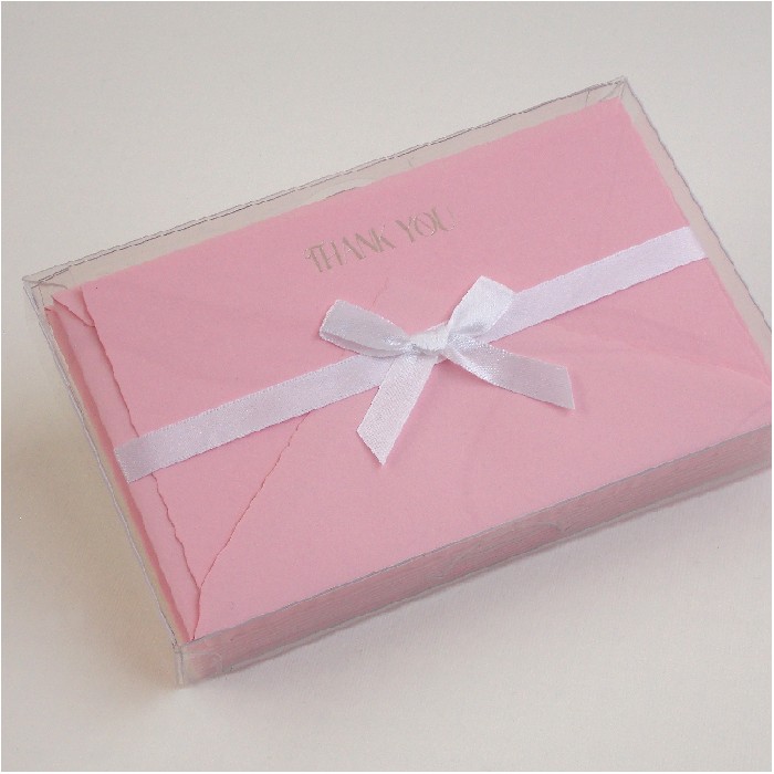 Flat Deckled Edge Thank You Cards and Lined Envelopes, Candy Pink - CDP 007T
