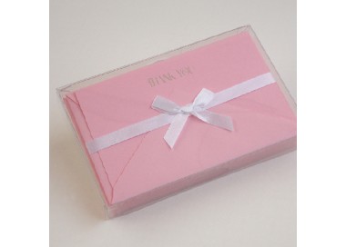 Flat Deckled Edge Thank You Cards and Lined Envelopes, Candy Pink - CDP 007T