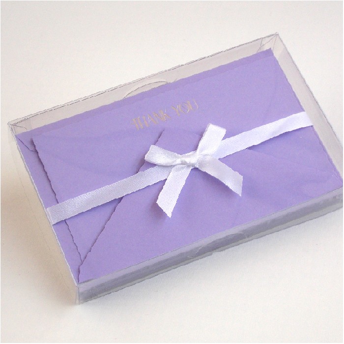 Flat Deckled Edge Thank You Cards and Lined Envelopes, Lavender - CDP 008T