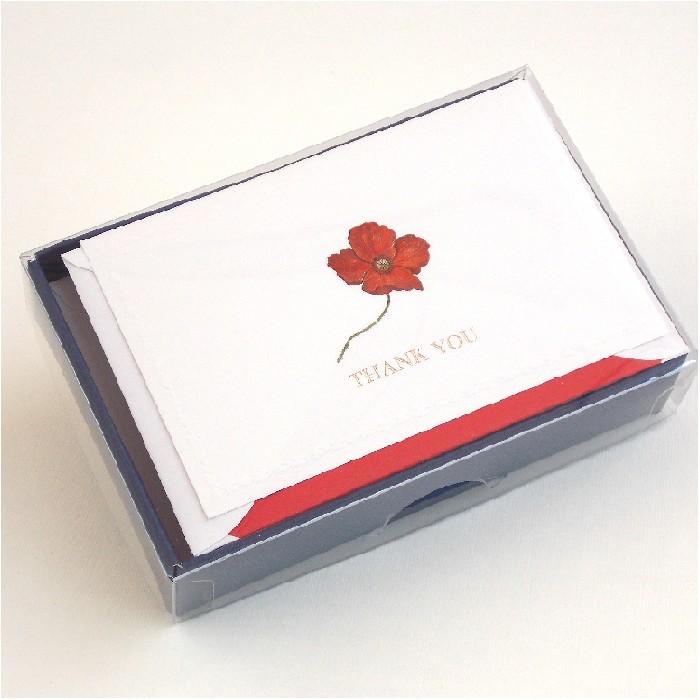 Folded Thank You Cards and Lined Envelopes, Classica Italiana - Poppies - LPR 206BT