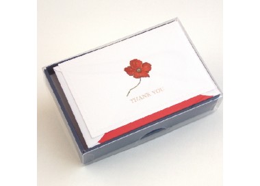 Folded Thank You Cards and Lined Envelopes, Classica Italiana - Poppies - LPR 206BT