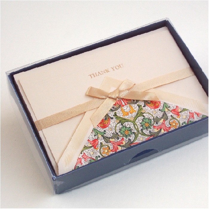 Single Thank You Cards and Lined Envelopes, Traditional Red Florentine - BSC 014ST
